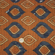 Tissu coton fin imprimé INDIENNES, losanges ocres et bleus - STANDARD 100 OEKO - TEX - TissusPapi.com