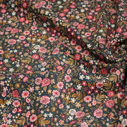 Tissu velours milleraies imprimé canard aux fines fleurs roses - STANDARD 100 OEKO - TEX - TissusPapi.com