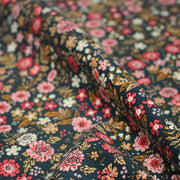 Tissu velours milleraies imprimé canard aux fines fleurs roses - STANDARD 100 OEKO - TEX - TissusPapi.com