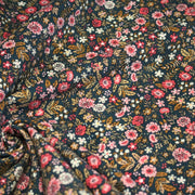 Tissu velours milleraies imprimé canard aux fines fleurs roses - STANDARD 100 OEKO - TEX - TissusPapi.com