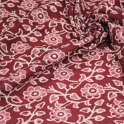 Tissu coton fin imprimé INDIENNES, rose magenta aux fleurs blanches et roses - STANDARD 100 OEKO - TEX - TissusPapi.com