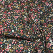 Tissu velours milleraies imprimé canard aux fines fleurs roses - STANDARD 100 OEKO - TEX - TissusPapi.com