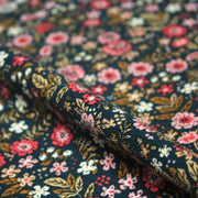 Tissu velours milleraies imprimé canard aux fines fleurs roses - STANDARD 100 OEKO - TEX - TissusPapi.com
