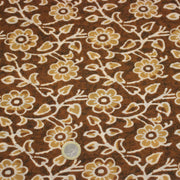 Tissu coton fin imprimé INDIENNES, ocre aux fleurs blanches et crème - STANDARD 100 OEKO - TEX - TissusPapi.com