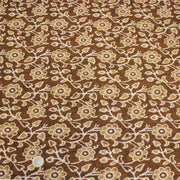 Tissu coton fin imprimé INDIENNES, ocre aux fleurs blanches et crème - STANDARD 100 OEKO - TEX - TissusPapi.com