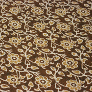 Tissu coton fin imprimé INDIENNES, ocre aux fleurs blanches et crème - STANDARD 100 OEKO - TEX - TissusPapi.com