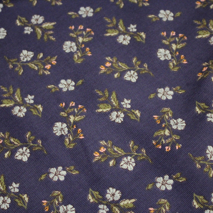 Tissu velours milleraies imprimé violet aux fines fleurs parme grises - STANDARD 100 OEKO-TEX