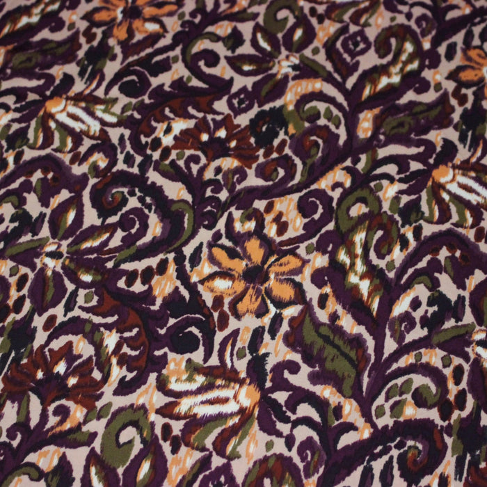 Tissu habillement satin duchesse, imprimé fleur indien multicolore : nombreuses couleurs - TissusPapi.com