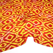 Tissu coton demi natté IKAT INDIEN imprimé traditionnel : bleu/vert ou rouge/jaune - MADE IN INDIA - TissusPapi.com