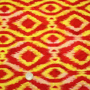 Tissu coton demi natté IKAT INDIEN imprimé traditionnel : bleu/vert ou rouge/jaune - MADE IN INDIA - TissusPapi.com