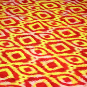 Tissu coton demi natté IKAT INDIEN imprimé traditionnel : bleu/vert ou rouge/jaune - MADE IN INDIA - TissusPapi.com