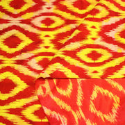 Tissu coton demi natté IKAT INDIEN imprimé traditionnel : bleu/vert ou rouge/jaune - MADE IN INDIA - TissusPapi.com