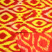 Tissu coton demi natté IKAT INDIEN imprimé traditionnel : bleu/vert ou rouge/jaune - MADE IN INDIA - TissusPapi.com
