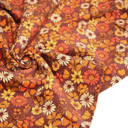 Tissu velours milleraies imprimé Seventies, fleuri rouille & orange - STANDARD 100 OEKO - TEX - TissusPapi.com