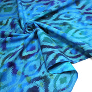 Tissu coton demi natté IKAT INDIEN imprimé traditionnel : bleu/vert ou rouge/jaune - MADE IN INDIA - TissusPapi.com