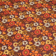 Tissu velours milleraies imprimé Seventies, fleuri rouille & orange - STANDARD 100 OEKO - TEX - TissusPapi.com