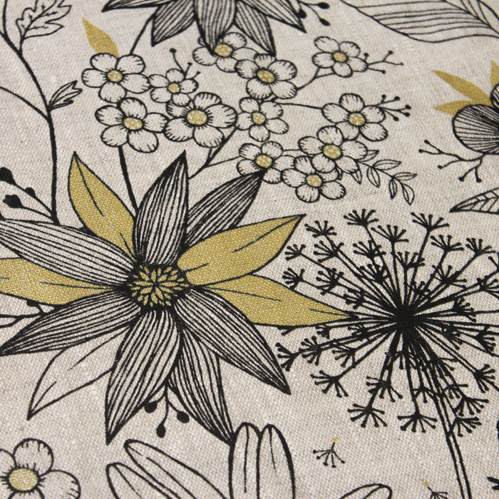 Tissu floral noir tissu de sensation de lin de 153 cm de -  France