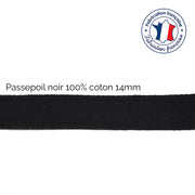 Bobine de 100m de passepoil noir, 100% coton, 14mm de large - TissusPapi.com