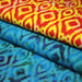 Tissu coton demi natté IKAT INDIEN imprimé traditionnel : bleu/vert ou rouge/jaune - MADE IN INDIA - TissusPapi.com