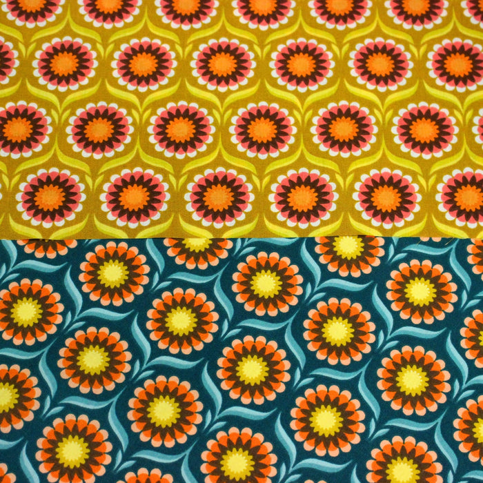 Tissu cotonnade aux fleurs SEVENTIES, trois couleurs dispos - OEKO - TEX STANDARD 100 - TissusPapi.com