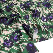Tissu coton demi - natté SEVENTIES, fleuri vert violet - OEKO - TEX STANDARD 100 - TissusPapi.com