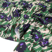 Tissu coton demi - natté SEVENTIES, fleuri vert violet - OEKO - TEX STANDARD 100 - TissusPapi.com