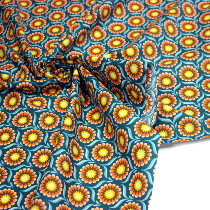 Tissu cotonnade aux fleurs SEVENTIES, trois couleurs dispos - OEKO - TEX STANDARD 100 - TissusPapi.com