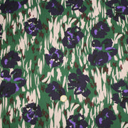 Tissu coton demi - natté SEVENTIES, fleuri vert violet - OEKO - TEX STANDARD 100 - TissusPapi.com
