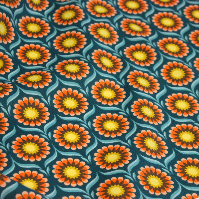 Tissu cotonnade aux fleurs SEVENTIES, trois couleurs dispos - OEKO - TEX STANDARD 100 - TissusPapi.com
