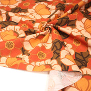 Tissu coton demi - natté SEVENTIES, fleuri rouille rose vert - OEKO - TEX STANDARD 100 - TissusPapi.com