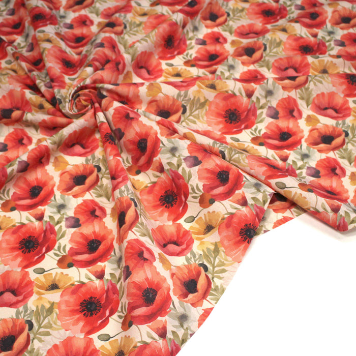 Tissu cotonnade les coquelicots - COLLECTION FLORALE - OEKO-TEX