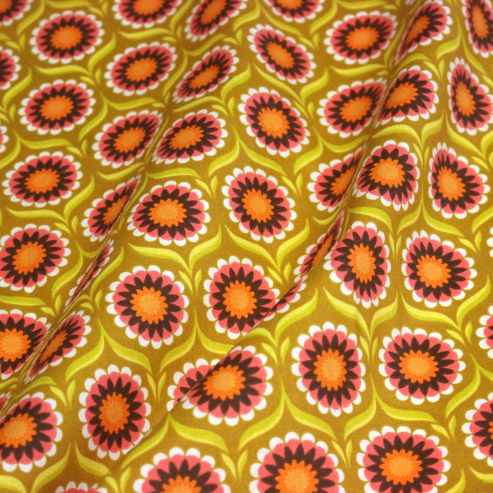 Tissu cotonnade aux fleurs SEVENTIES, trois couleurs dispos - OEKO - TEX STANDARD 100 - TissusPapi.com