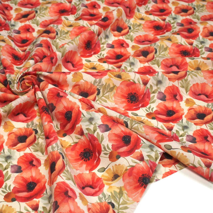 Tissu cotonnade les coquelicots - COLLECTION FLORALE - OEKO-TEX