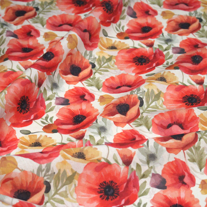 Tissu cotonnade les coquelicots - COLLECTION FLORALE - OEKO-TEX