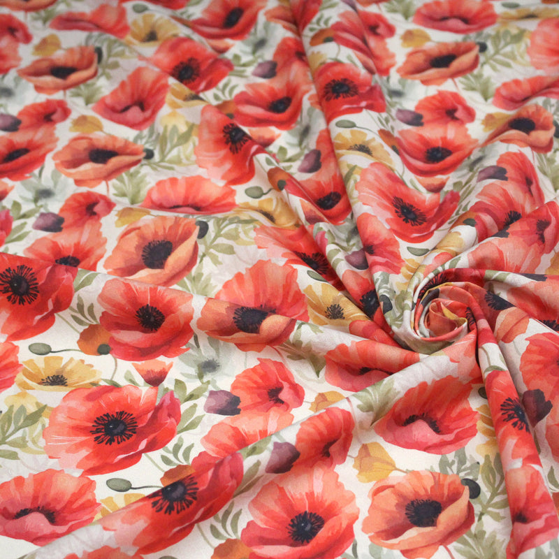 Tissu cotonnade les coquelicots - COLLECTION FLORALE - OEKO - TEX - TissusPapi.com