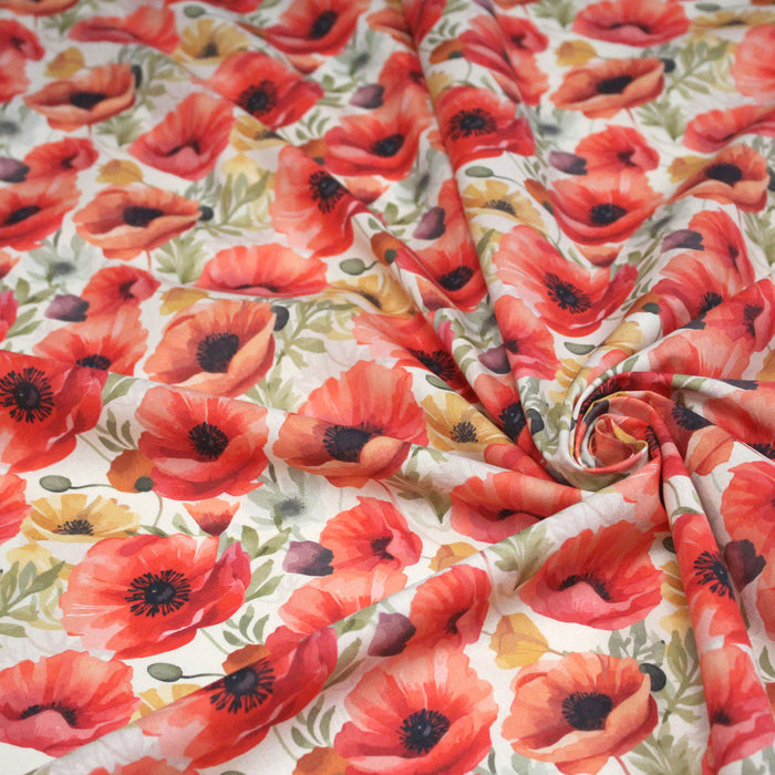 Tissu cotonnade les coquelicots - COLLECTION FLORALE - OEKO-TEX