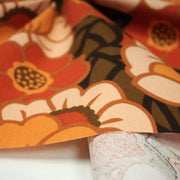 Tissu coton demi - natté SEVENTIES, fleuri rouille rose vert - OEKO - TEX STANDARD 100 - TissusPapi.com