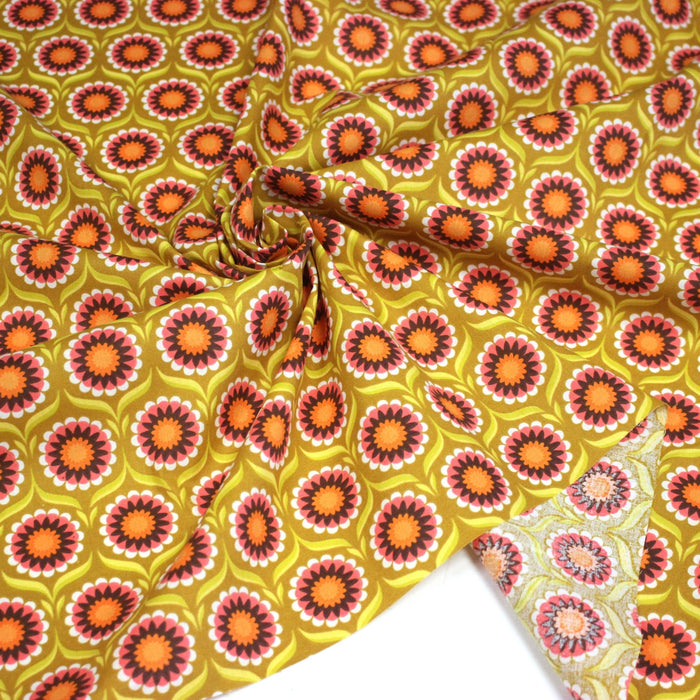 Tissu cotonnade aux fleurs SEVENTIES, trois couleurs dispos - OEKO - TEX STANDARD 100 - TissusPapi.com