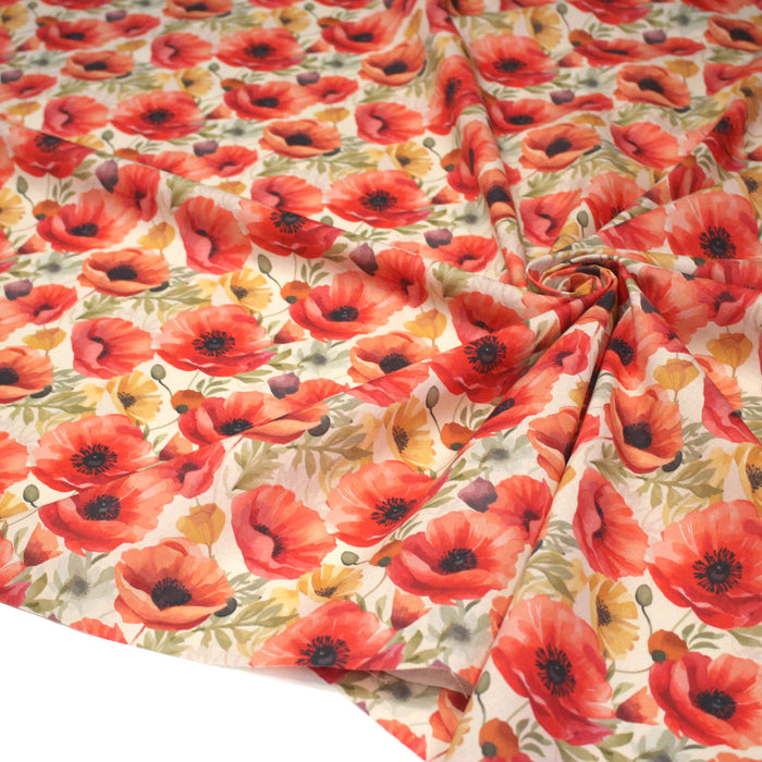 Tissu cotonnade les coquelicots - COLLECTION FLORALE - OEKO-TEX