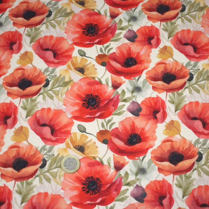 Tissu cotonnade les coquelicots - COLLECTION FLORALE - OEKO-TEX