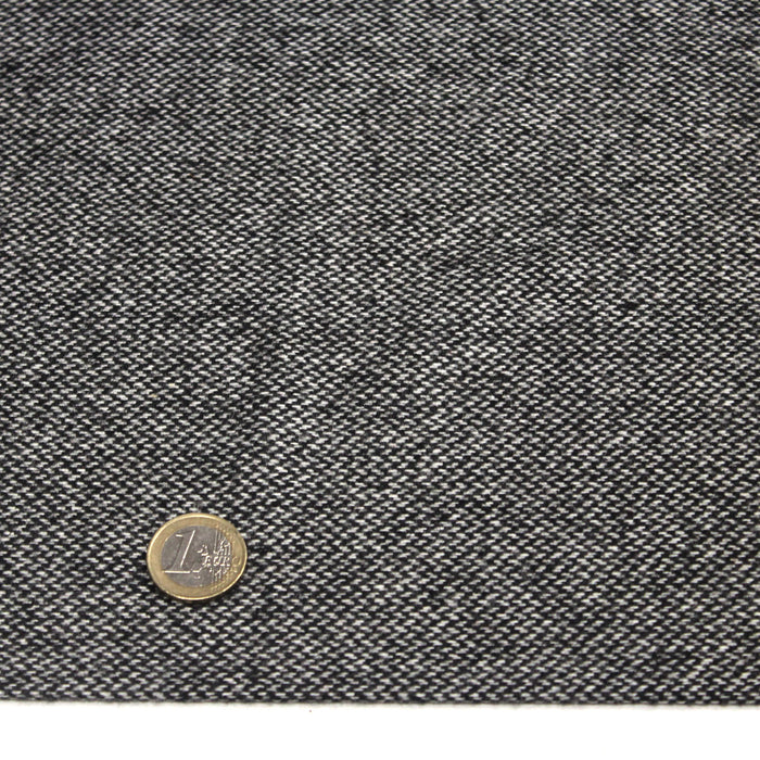 Tissu lainage faux-uni noir gris et blanc - Fabrication italienne