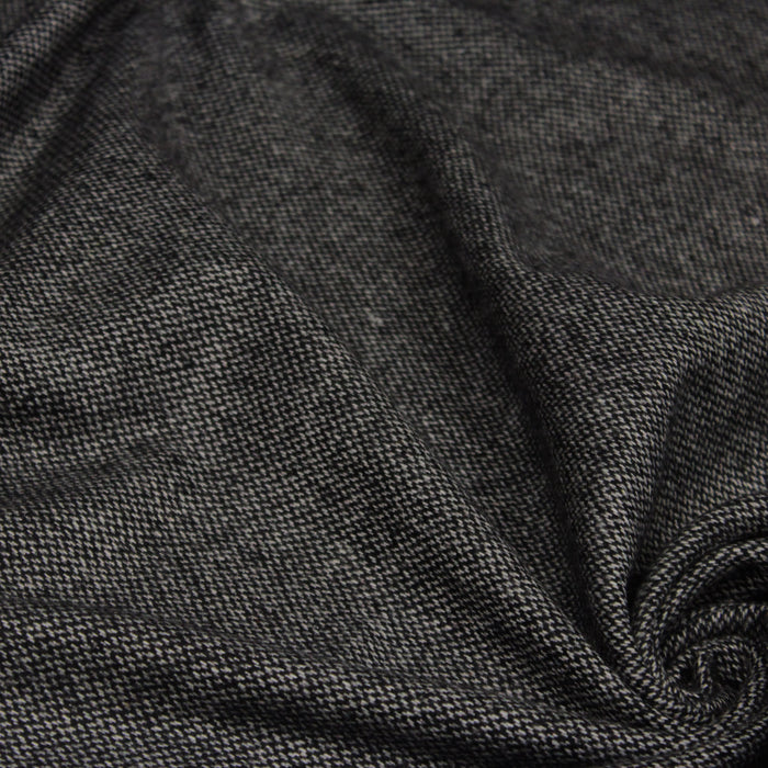 Tissu lainage faux-uni noir gris et blanc - Fabrication italienne