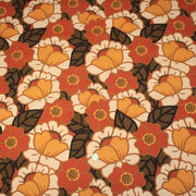 Tissu coton demi - natté SEVENTIES, fleuri rouille rose vert - OEKO - TEX STANDARD 100 - TissusPapi.com