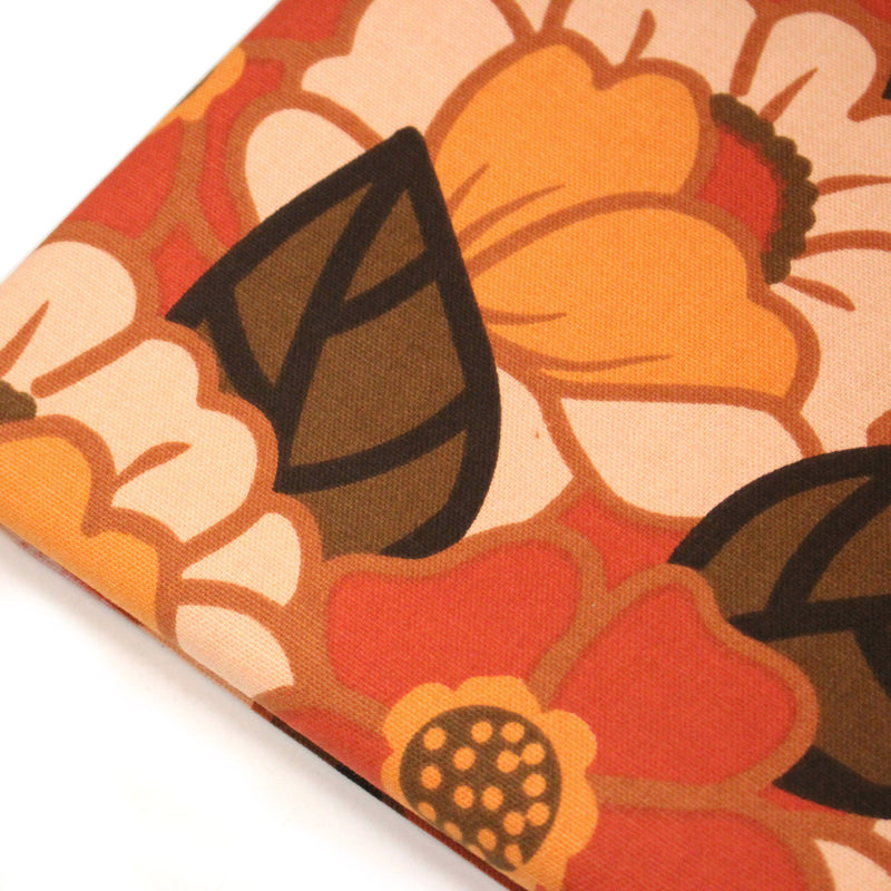 Tissu coton demi - natté SEVENTIES, fleuri rouille rose vert - OEKO - TEX STANDARD 100 - TissusPapi.com