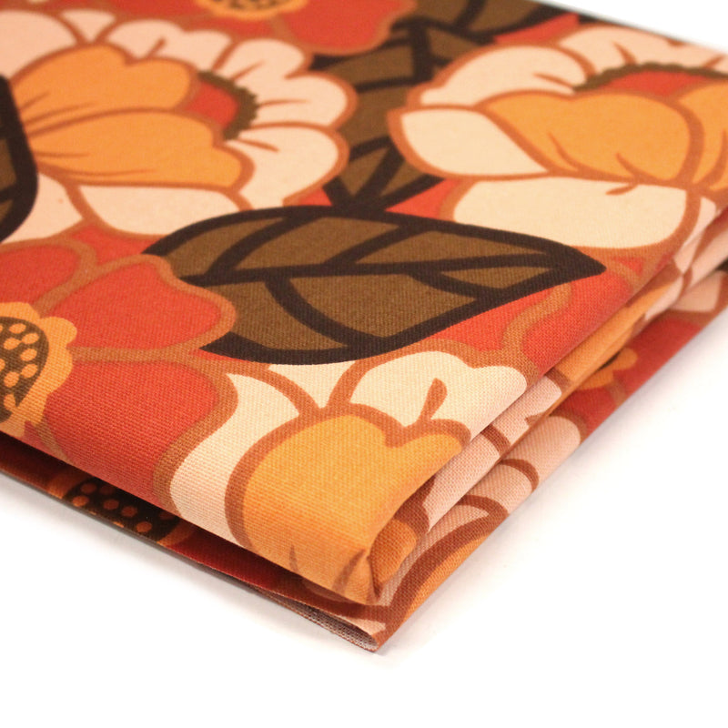 Tissu coton demi - natté SEVENTIES, fleuri rouille rose vert - OEKO - TEX STANDARD 100 - TissusPapi.com