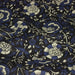 Tissu coton fin imprimé INDIENNES, noir aux fleurs traditionnelles écrues et bleues - TissusPapi.com