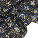 Tissu coton fin imprimé INDIENNES, noir aux fleurs traditionnelles écrues et bleues - TissusPapi.com