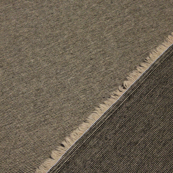 Tissu lainage faux-uni ocre et noir à fines rayures - Fabrication italienne