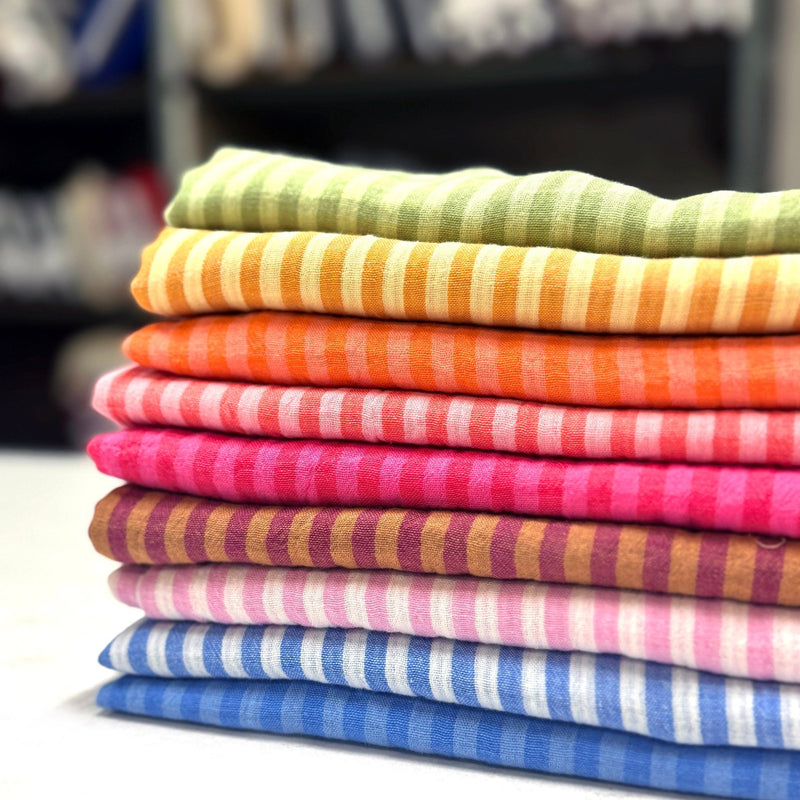 Tissu double gaze coton RAYURES recto verso : nombreuses couleurs ! OEKO - TEX - TissusPapi.com