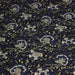 Tissu coton fin imprimé INDIENNES, noir aux fleurs traditionnelles écrues et bleues - TissusPapi.com